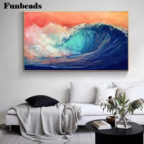 Large 5D diamond painting waves picture abstract art painting modern home decor wallpaper painting Mosaic icon FF3868
