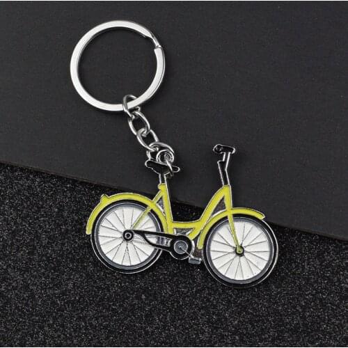 Tiny Bicycle Keychain Yellow Bike Love Environment Sport Keyring Cute Women Bag Trinket KeyChain Fashion Car Jewelry Keyfob Gift