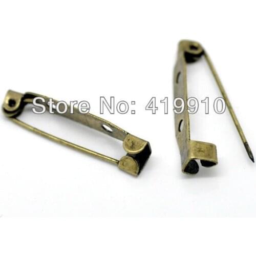 100 Antique Bronze Brooch Back Bar Pins Findings 31x6mm M00341