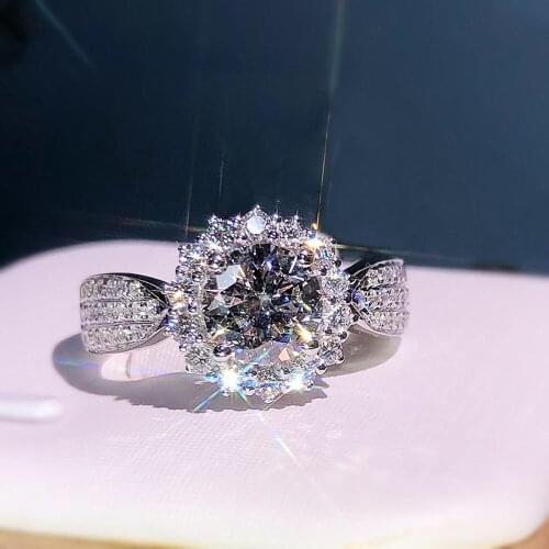 CAOSHI Exquisite Design Elegant Female Engagement Ring Full Bling Iced Out Bridal Jewelry Eternity Wedding Ceremony Accessories