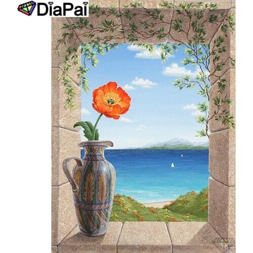 DIAPAI DIY 5D Diamond Painting "Window flower" Full Diamond Embroidery Sale Picture Of Rhinestones For Festival Gifts A26288