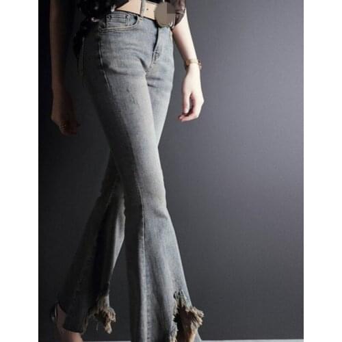 New Tassel Flare Jeans Women Autumn Slim High Waist Denim Pants Female Streetwear Office Lady Vintage Bell Bottom Jeans