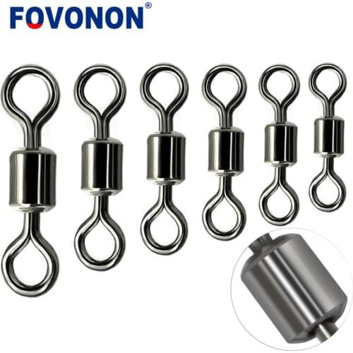 FOVONON 20pcs US Swivel For Jigging Casting Fishing Power Rolling Stainlesssteel Quality Fishing Accessories Snap