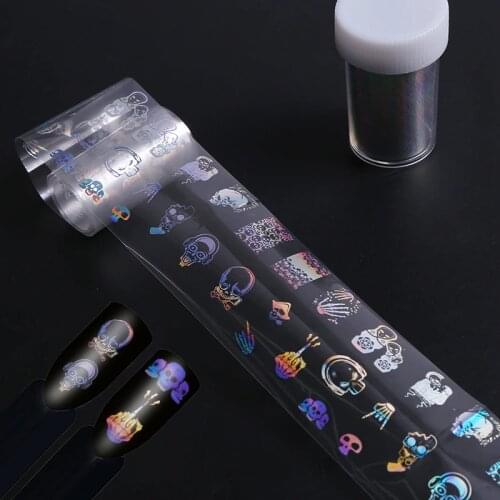 Halloween Holographic Starry Sky Nail Foils 1 pcs 4*100cm Manicure Laser Nail Art Transfer Sticker DIY Nail Decorations