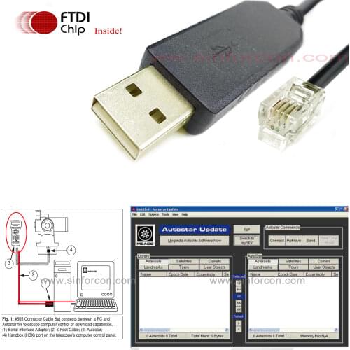 Ftdi usb serial to rj10 cable for Meade ETX-125 etx127 Audiostar to PC or HBX computer control cable