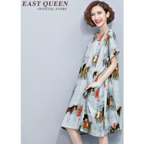 Chinese oriental dresses 2018 summer dress floral print history Chinese traditional dress oriental style dresses KK280 Q