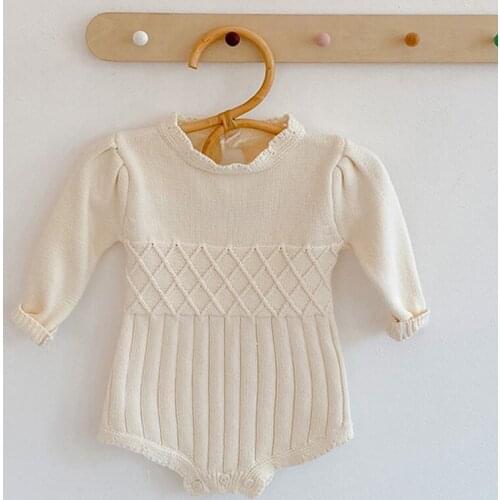 Spring new baby Clothing Infant Newborn Baby Girl lace collar Romper long Sleeve cotton knitted Jumpsuits for toddler overalls
