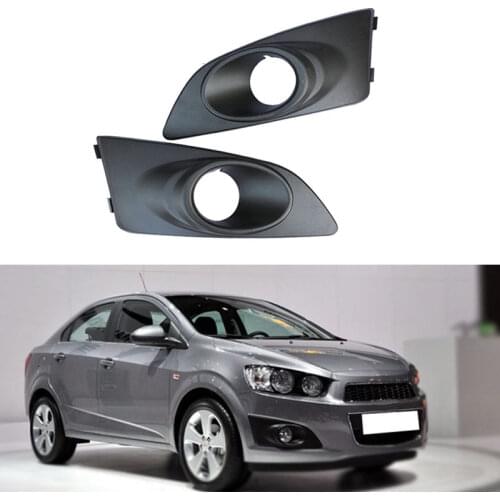 JanDeNing 2pcs Kit Car New Black Front Left + Right Bumper Fog Light Lamp Cover Grille Fit for Chevrolet Aveo/Sonic 2011-2014