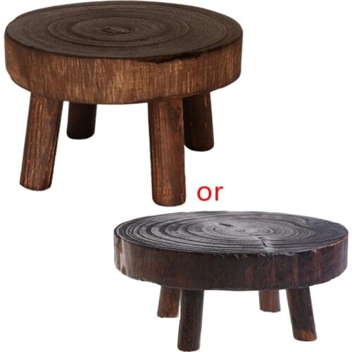 Solid Wood Round Bench Flower Pot Holder Plant and Succulent Flower Pot Base Display Stand Stool Home Garden Patio Decor