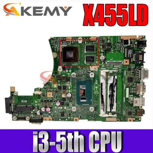 Akemy X455LD Laptop motherboard for ASUS X455LNB X455LD X455LJ Y483L W419L W409L original mainboard 4GB-RAM I3-5005U GT840M LVDS