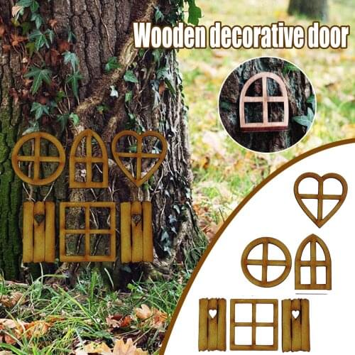 Self-Assembly Miniature Fairy Gnome Home Window and Door for Cute Tree Decor cheap Yard Garden Sculpture art Decoration