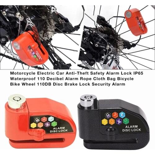 Motorcycle Electric Car Anti-Theft Safety Alarm Lock IP65 Waterproof 110 Decibel Alarm Rope Cloth Bag Bicycle Bike