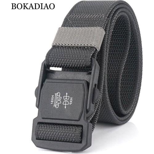 BOKADIAO Allergy prevention plastic buckle Tactical Belts for Men Army Combat Nylon Outdoor Training Waistband canvas male strap