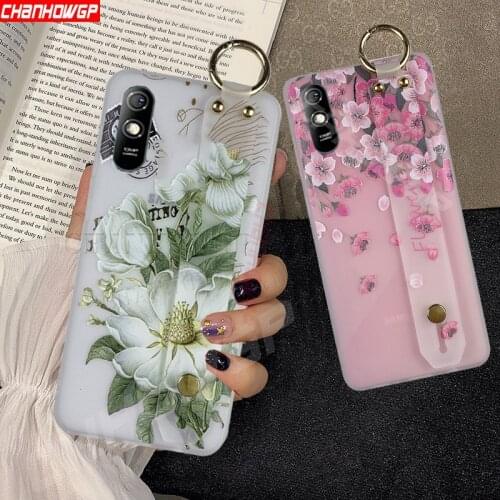 3D Floral Wristband Soft Case for Xiaomi Redmi Note 9S 9 8 7 Pro 9A 9C 10X K30 K20 Mi Note 10 Lite Mi9 A3 Lite X2 F2 Pro Cover