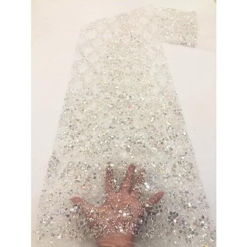 Top quality ZH-1686810 french lace fabric african lace fabric with beads embroidery mesh tulle fabric