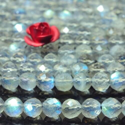 Natural Labradorite Faceted Round Loose Beads Wholesale Gemstone Semi Precious Stone Bracelet Necklace Diy Jewelry Making Design