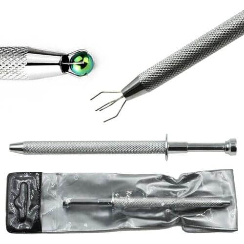 Stainless Steel Push-in Syringe Type Quad Prong Small Bead Holder Grab Ball Body Piercing Tool
