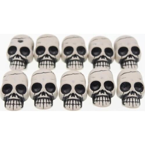 2018 New 25Pcs White Acrylic Halloween Gothic Skeleton Skull Beads 15X25mm For Jewelry Making