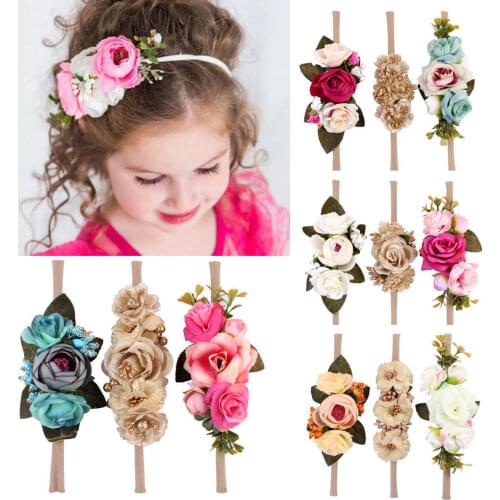 2019 Brand New 3Pcs/Packet Baby Girls Bowknot Head Bands Headband Hair Accessories Photo Props Imitation Flower Hairband Gifts