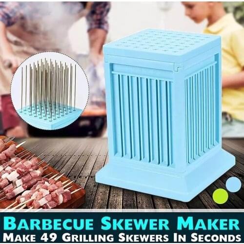New BBQ Skewer Meat Maker Meat Skewer Tool 49 Holes Kebab Making Box BBQ Grill Food Beef Meat Slicer Kebab Kitchen Accessories