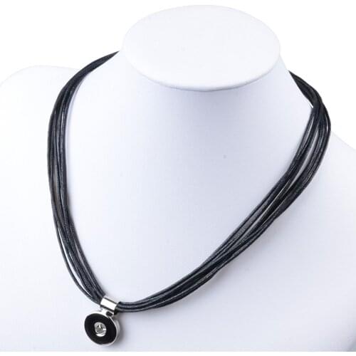 Wax cord leather Snap Button Pendant Necklace Fit for 18mm snap button Necklace Jewelry for women