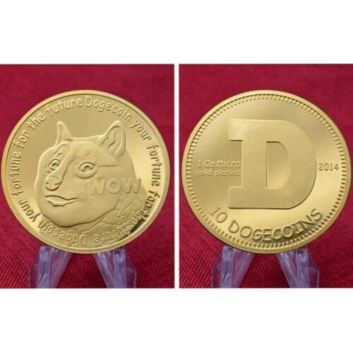 10 Dogecoin Commemorative Coins Cute Dog Pattern Dog Year Collection Coins Gold Plated