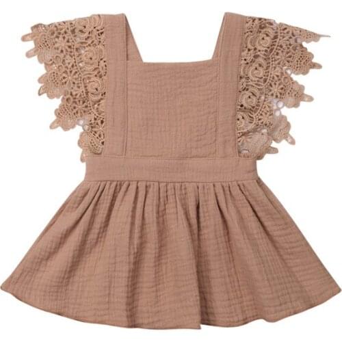 Toddler Baby Children Girls Dress Lace Sleeveless Tutu Dress Solid Kids Party Flower Tulle Solid Backless Dresses 0-3Y