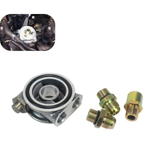 JDM OIL COOLER FILTER SANDWICH PLATE 3/4" 16-UNF With THERMOSTAT ADAPTOR (AN10) FITTINGS