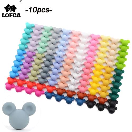 Silicone Beads Teething Beads 10pcs/lot Mouse Baby Teether Food Grade Colorful Chew Necklace Bracelet Bangle Jewelry Making