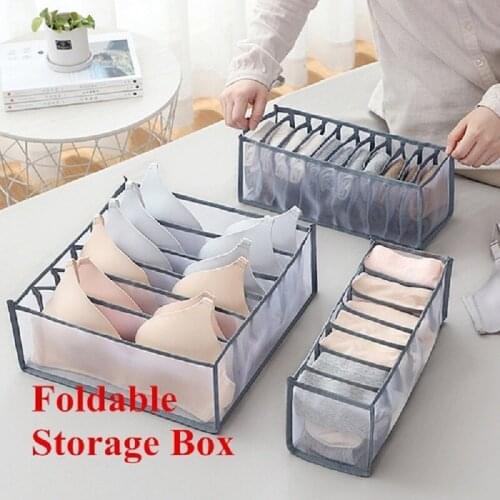 Foldable Underwear Storage Box Bra Socks Drawer Closet Organizer Boxes Scarfs Cabinet Wardrobe Closet Drawer Divider Organizers