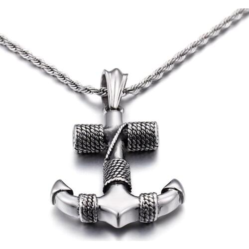 Mysterious Vintage Necklace Silver Navy Anchor Pendant Mens Fashion Punk Rock Jewelry Gift