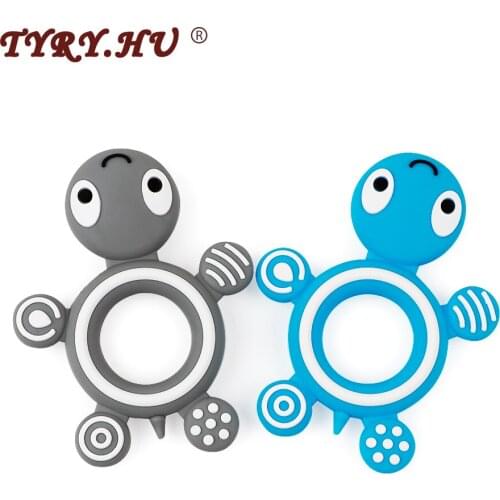 TYRY.HU 1pc Cartoon Tortoise Silicone Teething Toys Rodents Food Grade Baby Teether Baby Chew For Mother DIY Pacifier Chain Tool