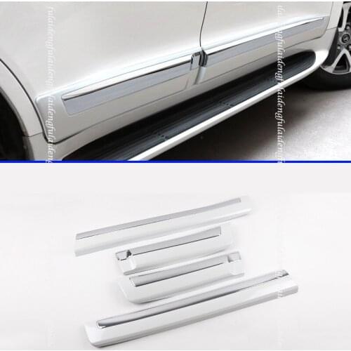 Pearl White For Toyota Land Cruiser 2008-2020 Side Door Body Strips Rubbing Cover trim W/ Chrome Car Styling Accessories