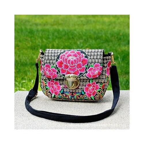 Fashion National Embroidery Women Small Traveller handbags!Nice Floral Embroidered shoulder&Crossbody bags Versatile Canvas bags