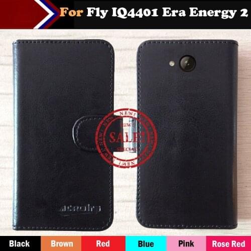 In Stock!Fly IQ4401 ERA Energy 2 Case,Six Colors Luxury Flip Leather Phone Case For Fly IQ4401With Card Slots Fashion Style