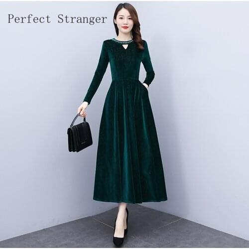 High Quality 2019 Autumn New Arrival Plus Size Elegant M-3XL V Collar Flower Printed Long Sleeve Woman Chiffon Long Dress