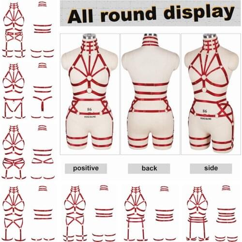 Wine red Bondage Harness For Women Sexy Body Cage Bra Erotic Fetish Accessorie Lingerie Garter Sword Belt Dance Festival Rave