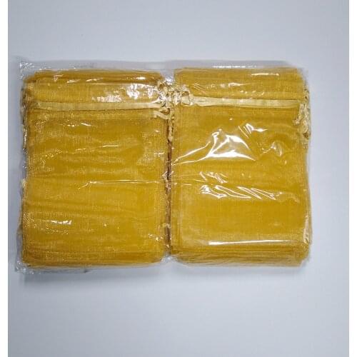 100pcs 7x9 9x12 10x15 13x18 15x20 17x23cm Gold Organza Bag Jewelry Gift Bags Pouch Jewelry Packaging Bags Jewellery Bag Pouches