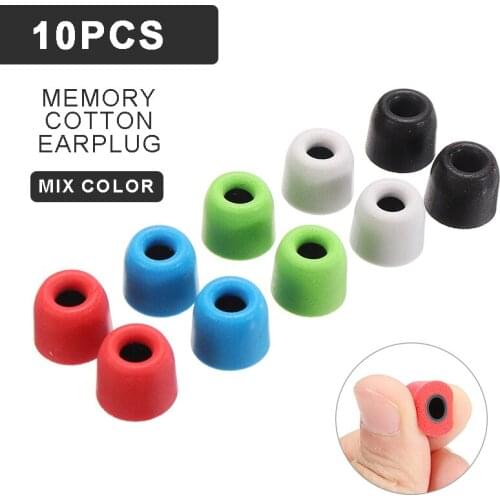 10pcs/set Memory Foam Ear Tips Noise Isolating Headphone Ear Pads Sponge Ear Cups In-Ear Earphones Earbuds Headset Ear Plug
