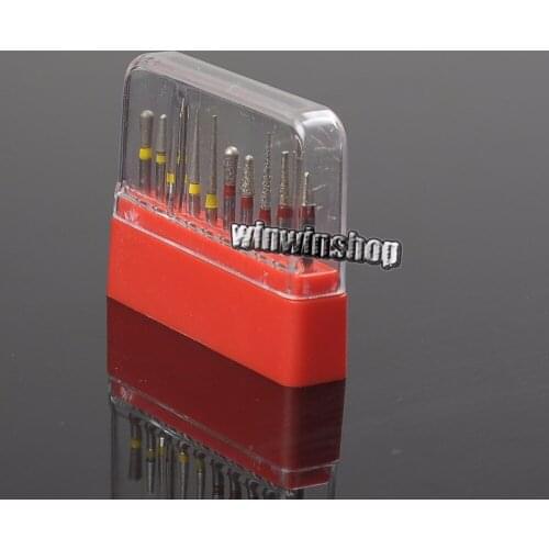 10Pcs Dental Diamond Burs High Speed Handpiece Teeth Whitening Product For Polishing Smoothing In Red Burbox 1.6mm New