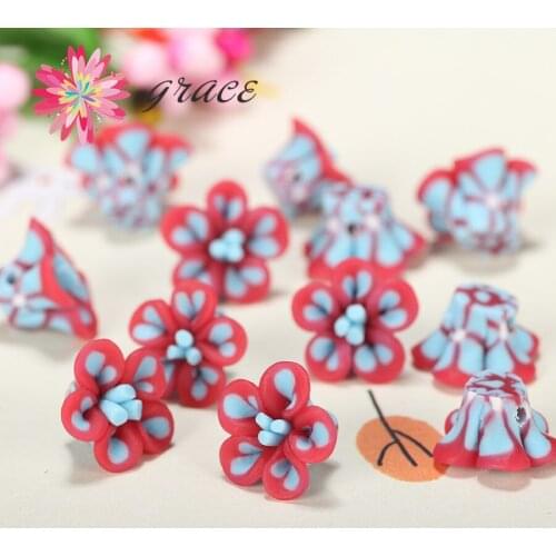 20pc/lots 12mm Small Resin Polymer Clay Flower Beads Diy Handmade Bracelet Jewelry Crafts 3D Nail Art Accessories Materials