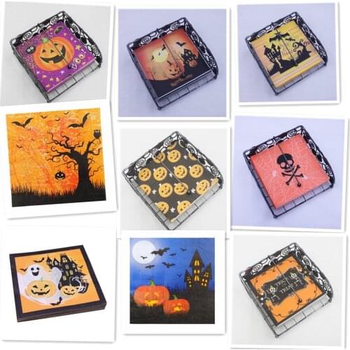 33*33cm 20pcs/lot Happy Halloween Pumpkin Theme Vintage Tissue Decoupage Servilletas Table Paper Napkins Party Home Table Decor