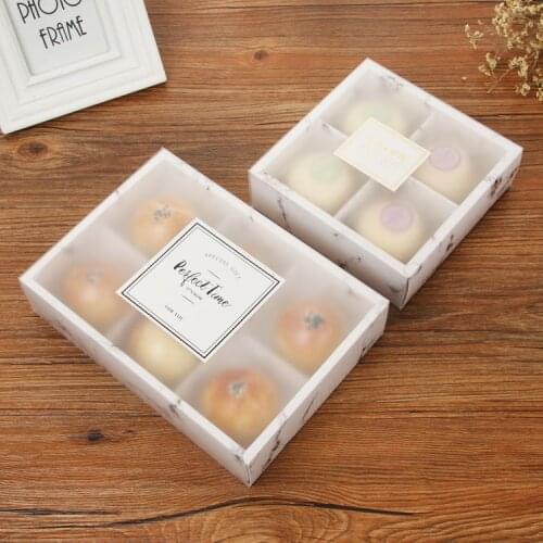 4/6 Cupcakes Marble Drawer Cake Paper Box with Clear Cover Wedding Party Cookies Box Gift Box For Cupcake Box and Packaging