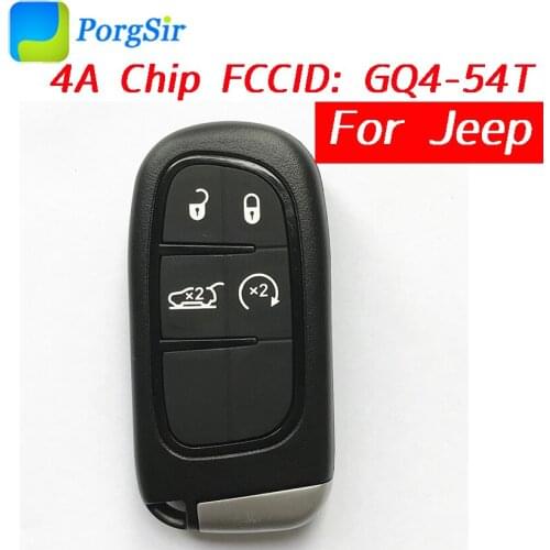 4 Button 434mhz Keyless Go Proximity Remote Control Key for Jeep Cherokee 2014 ~ 2018 With Hitag AES 4A Chip FCCID: GQ4-54T