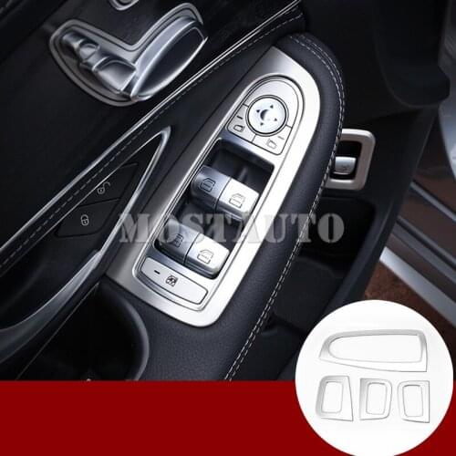For Benz C Class W205 S205 Inner Door Window Switch Frame Cover 2014-2018 4pcs Car Accessories Interior Car Decor Car Trim