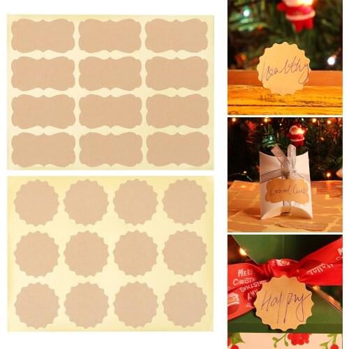 60PCs DIY Kraft Paper Labels Blank Tag Envelopes Strong Self-Adhesive Stickers Lables for Gift Packaging Seal Baking Sticker