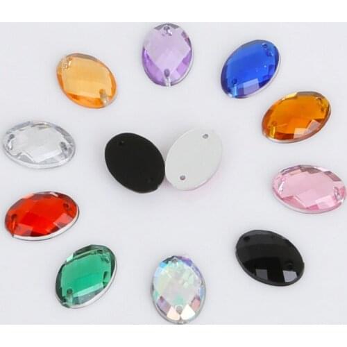 50PCS 10*14mm Oval Flatback Acrylic Sew On Rhinestone for Dancing Dress Clothing Shoes Decoration DIY Making