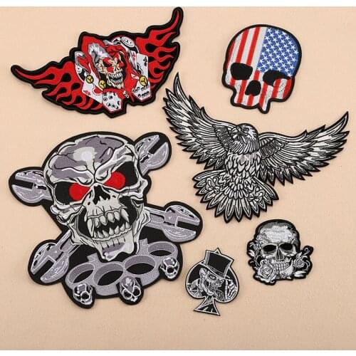 Skull Clothing Accessories Personalized DIY Punk Patch Ghost Head Embroidered Cloth Stickers Wholesale Customization