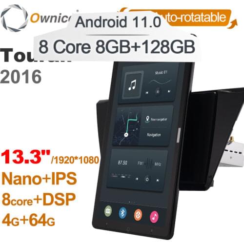 13.3 Inch 1920*1080 Ownice 1 Din Android 10.0 Car Radio for VW Touran 2016 GPS Auto Audio System Player Auto Rotatable