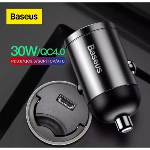 Baseus Mini Car Charger PD 3.0 Fast Charger For iPhone 11 Pro Max X Xs Xr 30W Car Phone Charger With Quick Charge 4.0 SCP AFC